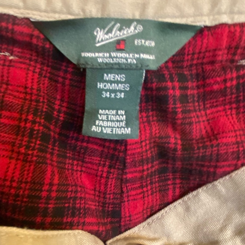 Woolrich Men's Khaki Flannel Lined Chinos - Picture 2 of 7